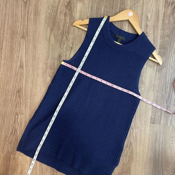 J. Crew Women's Sleeveless Tunic Sweater Size S F4132 Dark Blue Knit Crew Neck - Picture 7 of 8
